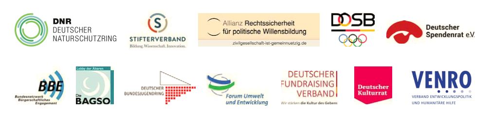 Die zwölf Logos der Verbände, die die Charta angestoßen haben.
